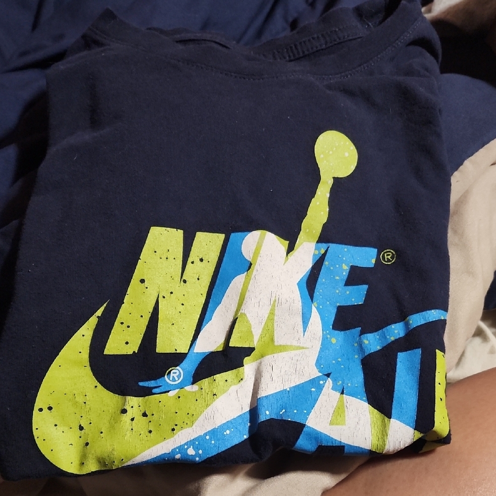 Nike Kids Blue and Green Graphic T-Shirt